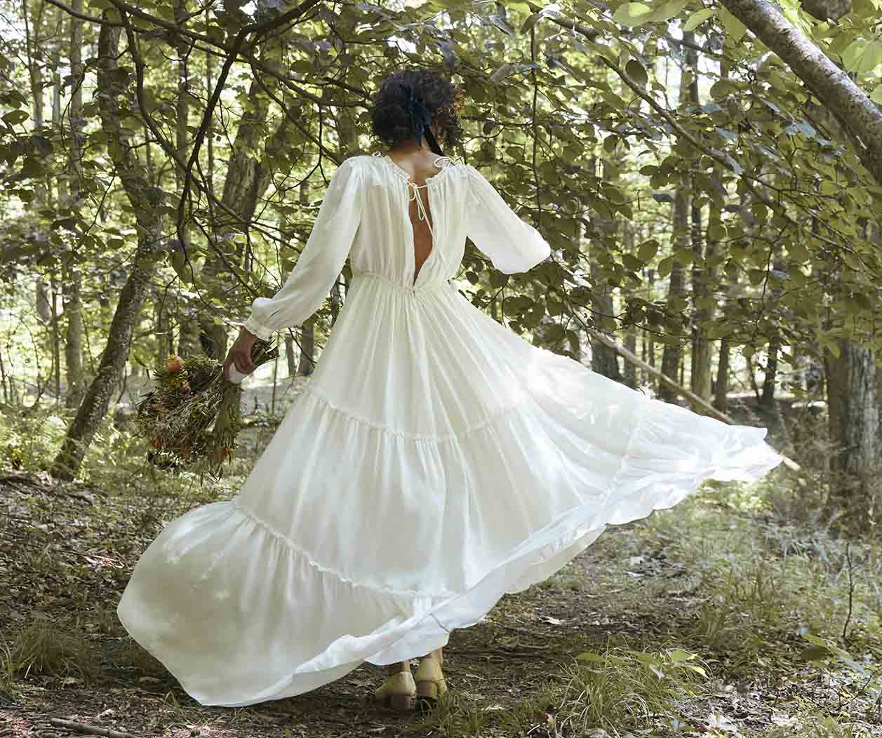 Pari long sleeve cupro sustainable wedding dress.